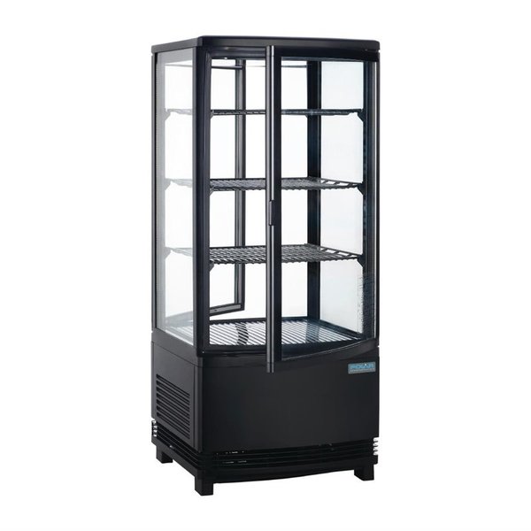 Polar Koelvitrine met gebogen deuren zwart 86 Liter | 43x43xH98cm.