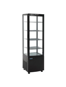 Polar Koelvitrine met gebogen deur zwart 235 liter | 51x49xH169cm.