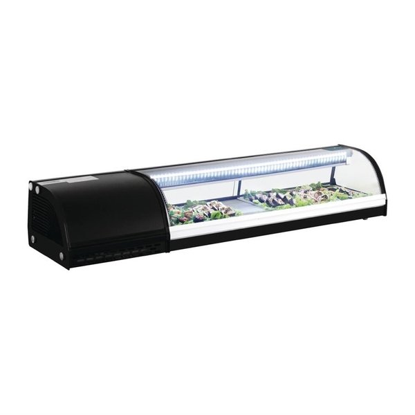 Polar Koelvitrine voor sushi | 5 x GN1/3 | 0°C tot +6°C | 29Hx150x39cm.