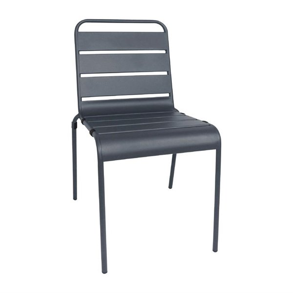 Bolero Stalen stoel stapelbaar grijs | Zithoogte 45cm | Per 4 stuks
