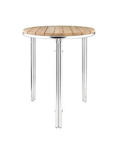 Bolero Ronde Tafel met Essenhout Blad Ø60cm. | Aluminium Frame