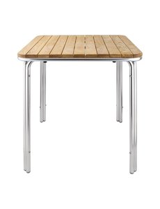 Bolero Vierkante Tafel met Essenhout | Aluminium Frame | 70x70x(H)72cm