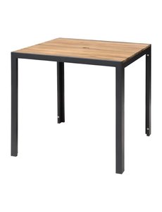 Bolero Vierkante stalen en acaciahouten tafel | 80x80xH74 cm.