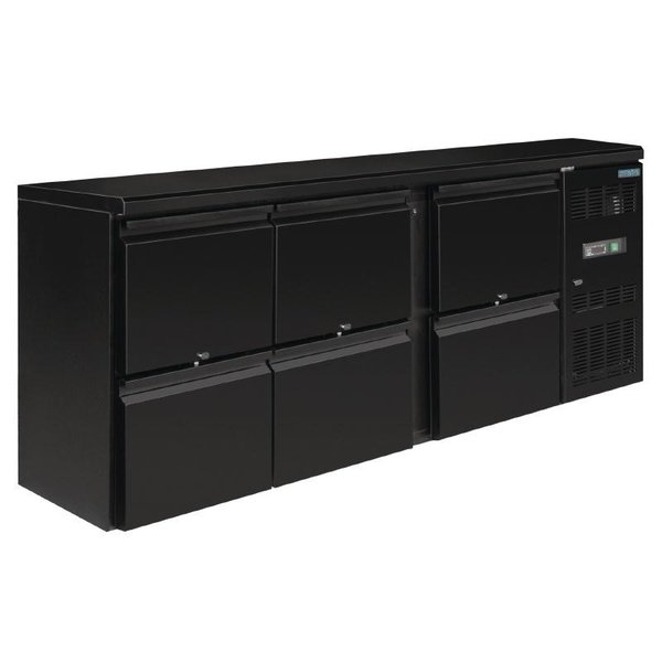 Polar Koelwerkbank met  6  laden 536 liter | 200x51xH86 cm.