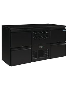 Polar Werkbankkoeling met 4 laden en flessennest voor 8 flessen  |  0°C tot +10°C | 167x57xH86cm.