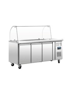 Polar Saladette met 3 deuren 3x GN1/1 | -2°C tot +8°C | 136Hx180x70cm.