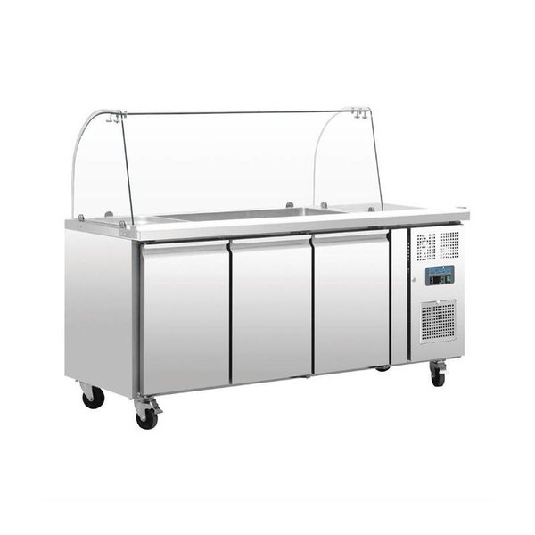 Polar Saladette met 3 deuren 3x GN1/1 | -2°C tot +8°C | 136Hx180x70cm.