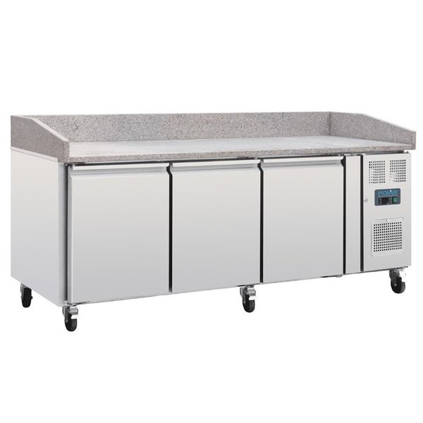 Polar Polar U-serie Patisserie Koelwerkbank met 4 Deuren en Marmeren Werkblad | 100(h) x 202(b) x 80(d)cm