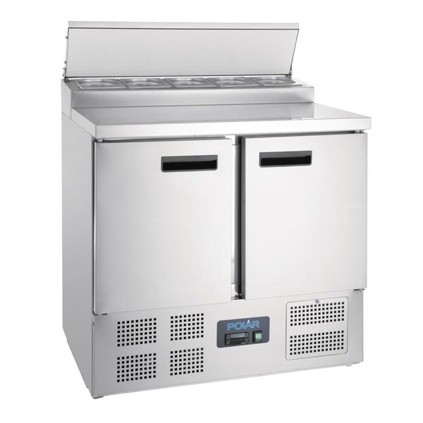 Polar Saladette prepareer counter 5 x GN1/6 | +2°C tot +8°C | 101Hx90x70cm.