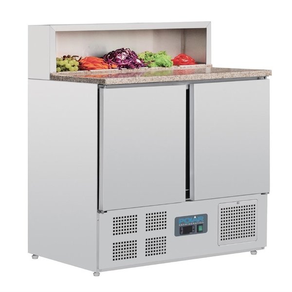 Polar Saladette met 2 deuren 288 Liter | 2°C tot +8°C | 110Hx90x70cm.