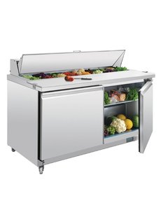 Polar Saladette met 2 deuren 16 x GN1/6 | +2°C tot +5°C | 110Hx155x76cm.