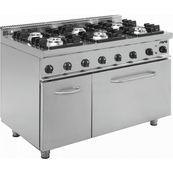 Saro Gasfornuis met Elektrische Oven | Model E7 / KUPG6LE | B1200 x D700 x H850 mm.