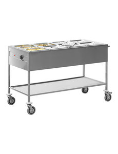 Max-Pro Bain Marie Wagen | 4 x GN1/1 - 200 mm Diep | 230V/3.0kW | 149x67x(H)86cm