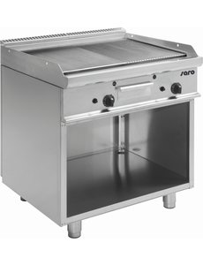 Saro Bakplaat op Gas met Open Onderbouw | Glad/Geribd | 12kW Gas | 80x70x(H)85cm