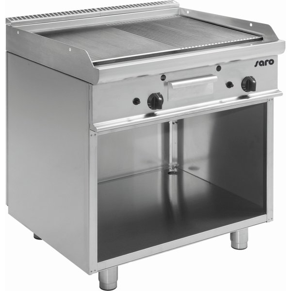 Saro Bakplaat op Gas met Open Onderbouw | Glad/Geribd | 12kW Gas | 80x70x(H)85cm