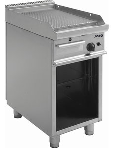 Saro Bakplaat op Gas met Open Onderbouw | Geribde Plaat | 6kW Gas | 40x70x(H)85cm