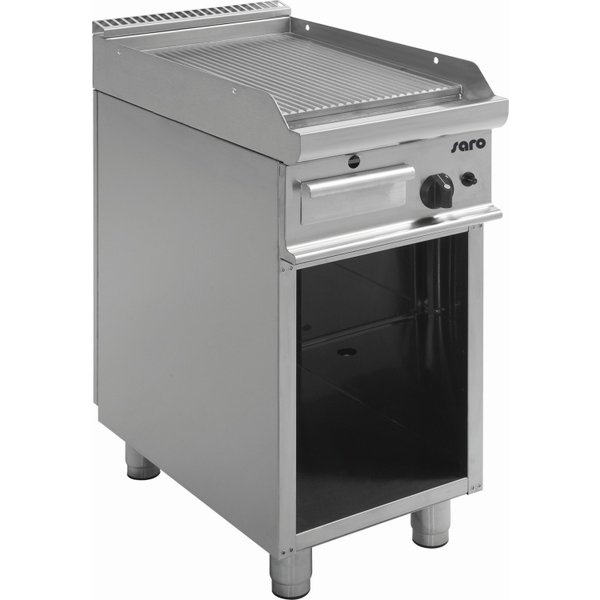 Saro Bakplaat op Gas met Open Onderbouw | Geribde Plaat | 6kW Gas | 40x70x(H)85cm