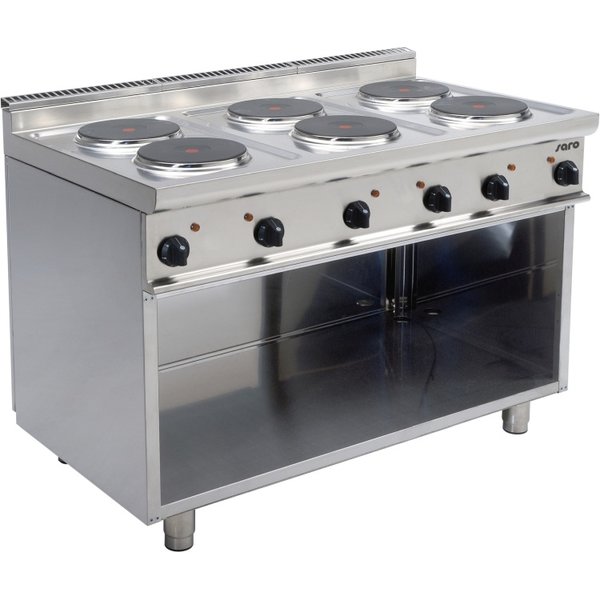 Saro Elektrisch Kooktoestel met 6 Pitten | Open onderstel | 15,6kW | 120x70x(H)85cm