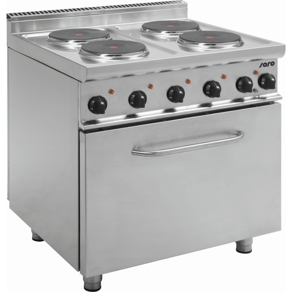 Saro Elektrisch Kooktoestel met 4 Pitten  | GN 2/1 Oven | 400V/15.9kW | 80x70x(H)85cm