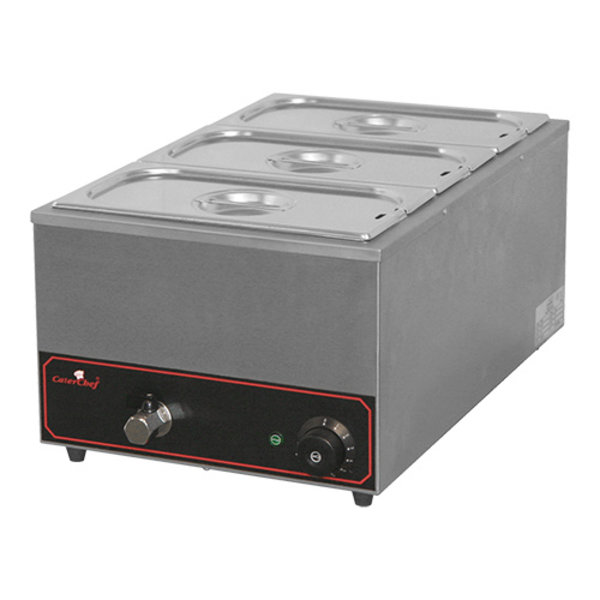 CaterChef Bain Marie met aftapkraan | 3 x GN1/3 - max. 15 cm. diep | 1200W | 61,5x35,5xH27,8cm