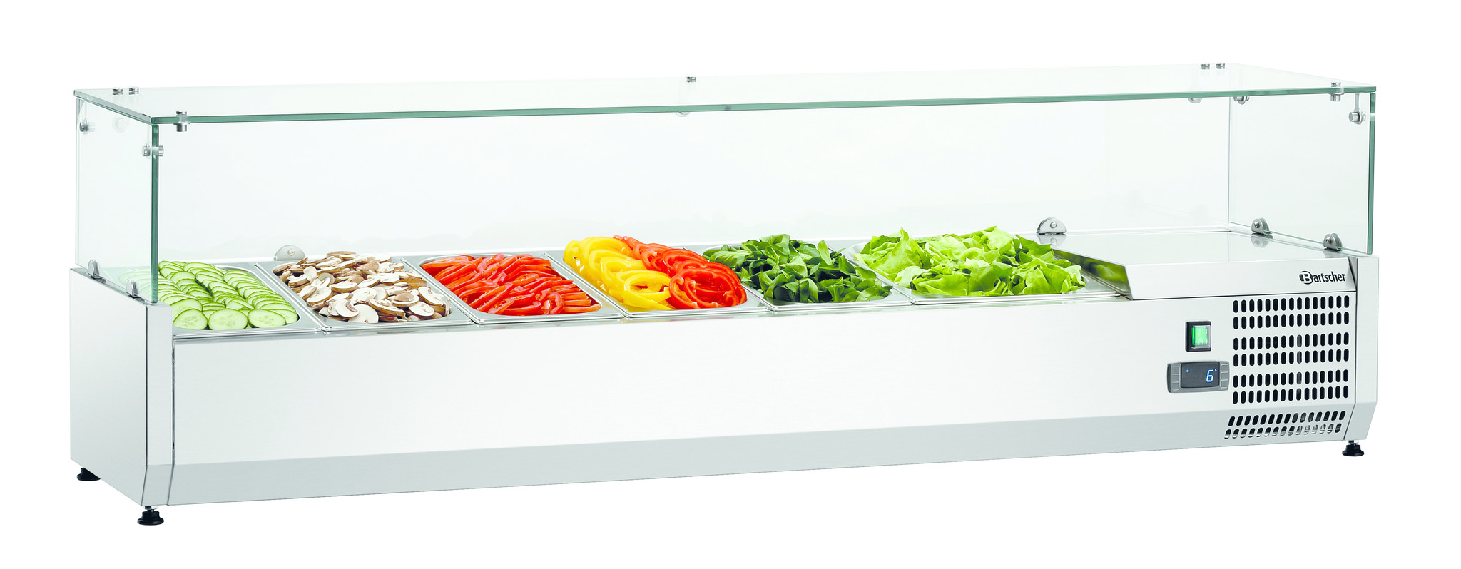 Bartscher Opzetkoelvitrine voor 5x1/3+1x1/2GN | 1500 mm.