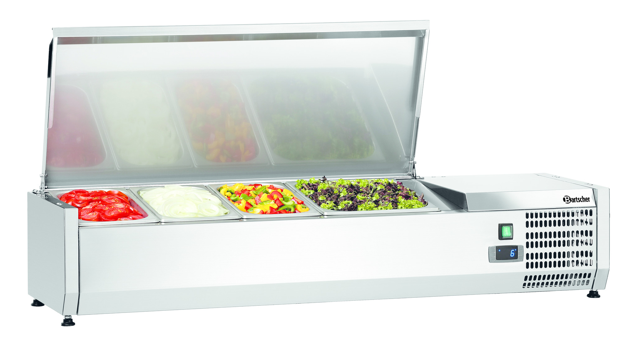 Bartscher Opzetkoelvitrine met deksel | 3x1/3 GN+1x1/2 GN | 1200 mm.