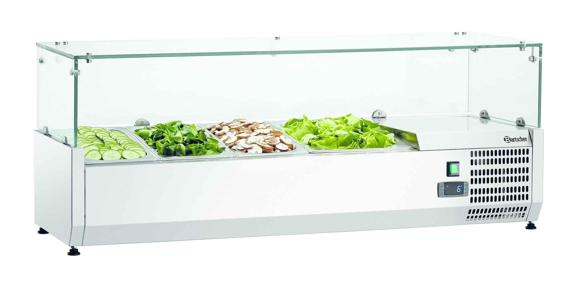 Bartscher Opzetkoelvitrine voor 3x1/3GN+1x1/2GN | 1200 mm.