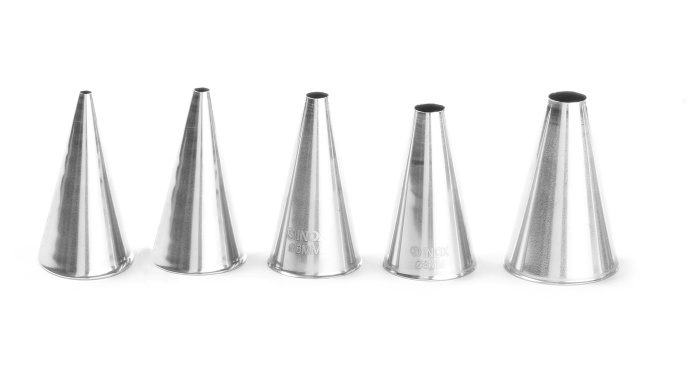 Hendi Spuitmondjes Glad RVS | Set van 5 maten | Ø2-4-6-8-10 mm.