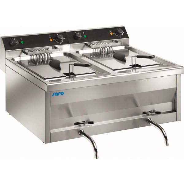 Saro Gastroline Friteuse met Aftapkraan | 2x 12 Liter | 400V | 9kW | 800x700x(H)420mm