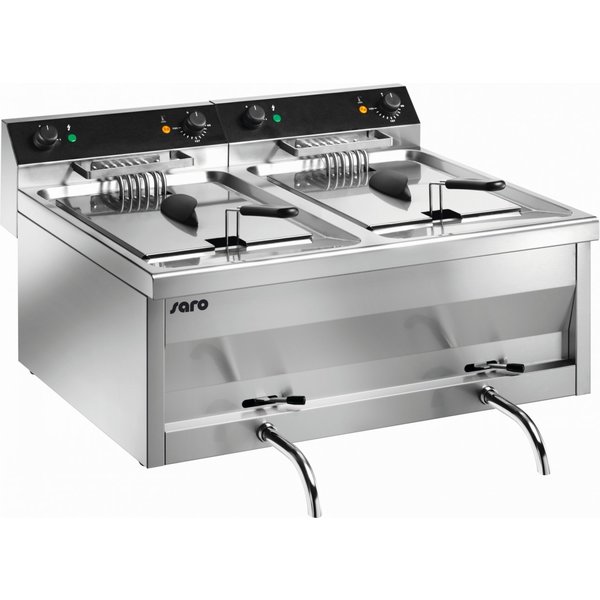 Saro Gastroline Friteuse met aftapkraan | 2x 9 Liter | 400V | 2x 6kW | 600x545x(H)410mm