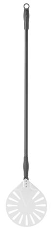 Hendi Pizzaschep geperforeerd rond lengte 120 cm. RVS | Blad Ø23cm.