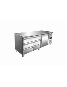 Saro Koelwerkbank met 1 deur / 6 lades | Kylja 3150 TN | 179,5x70x(H)89-95cm