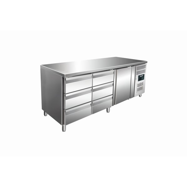 Saro Saro Koelwerkbank met 1 deur / 6 lades | Kylja 3150 TN | 179,5x70x(H)89-95cm