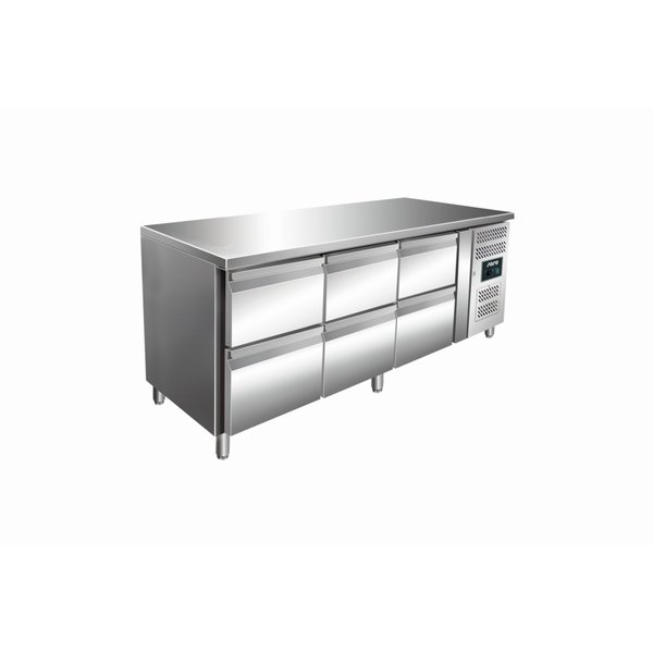 Saro Saro Koelwerkbank met 6 lades | -2 / +8 °C  | 179,5x70xH89-95cm