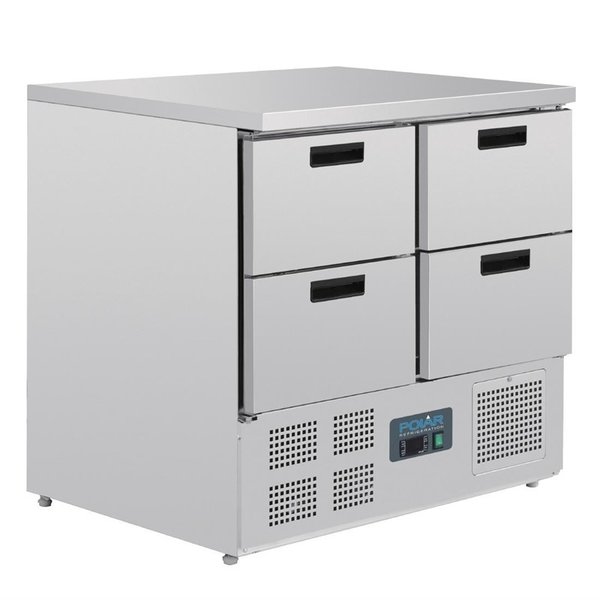 Polar  Koelwerkbank met 4 laden 240 liter | +2°C tot +5°C | 88Hx90x70cm.