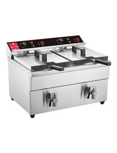 CaterChef Inductie Friteuse | Met Aftapkraan | 2 x 8 Liter | 2x 230V/3500W | 42(H)x47x58cm