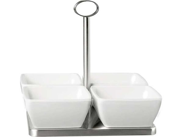 APS Menage met 4 bakjes | RVS | 17x17x(H)16cm