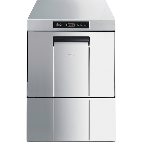 SMEG SMEG Ecoline vaatwasmachine voorlader met waterontharder | Zeepdispenser en naglanspomp | 230 of 400V | Korven 50x50 cm.