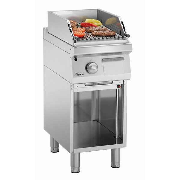 Bartscher Aardgas Lavasteen Grill met Open Onderbouw |  9kW Gas |  B400 x D700 x H850 mm