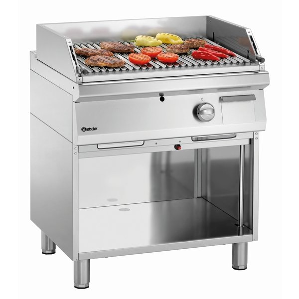 Bartscher Aardgas Lavasteen Grill met Open Onderstel | 18kW Gas |  B800 x D700 x H850 mm