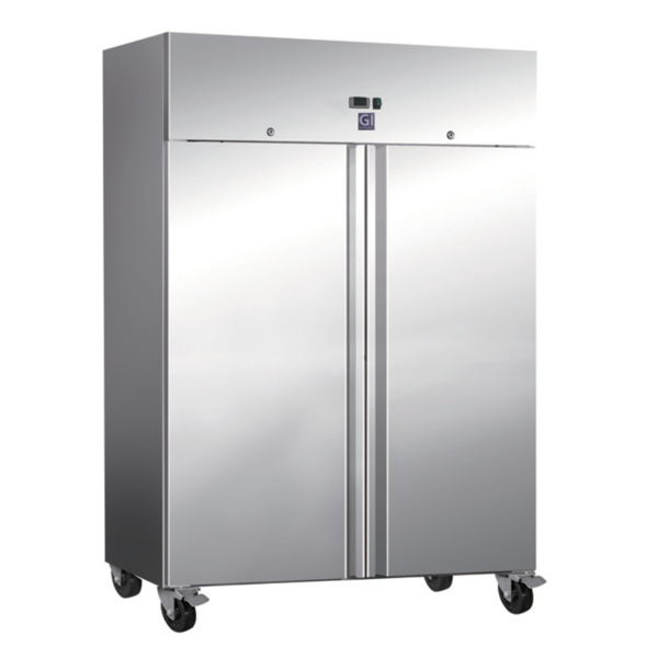 Gastro-Inox Koelkast met 2 deuren 1200 liter RVS | Statisch met ventilator | 2°C tot 8°C | 134x80x201cm