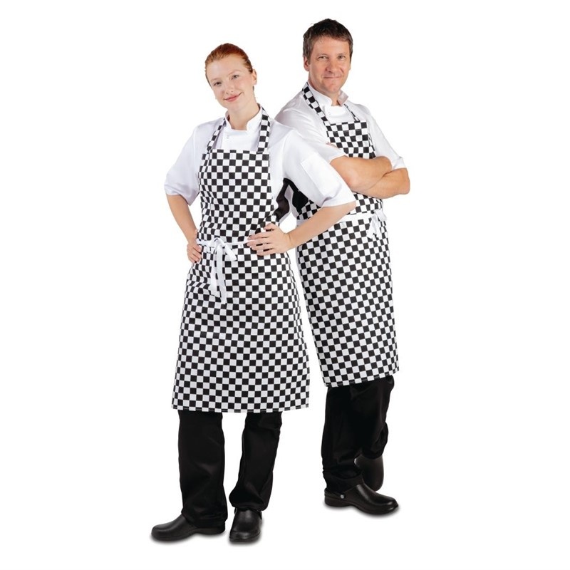 Whites Whites Schort zwart-wit geblokt polyester/katoen | 71x93.5 cm., foto 2 van 2
