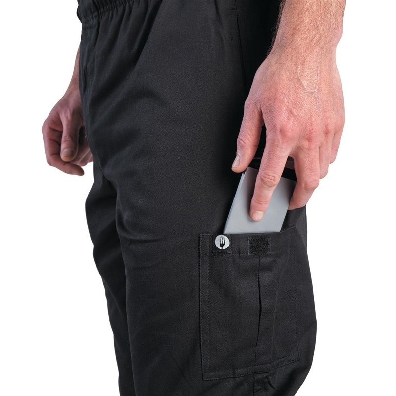 Chef Works Chef Works unisex slim fit cargo broek zwart M, foto 2 van 2