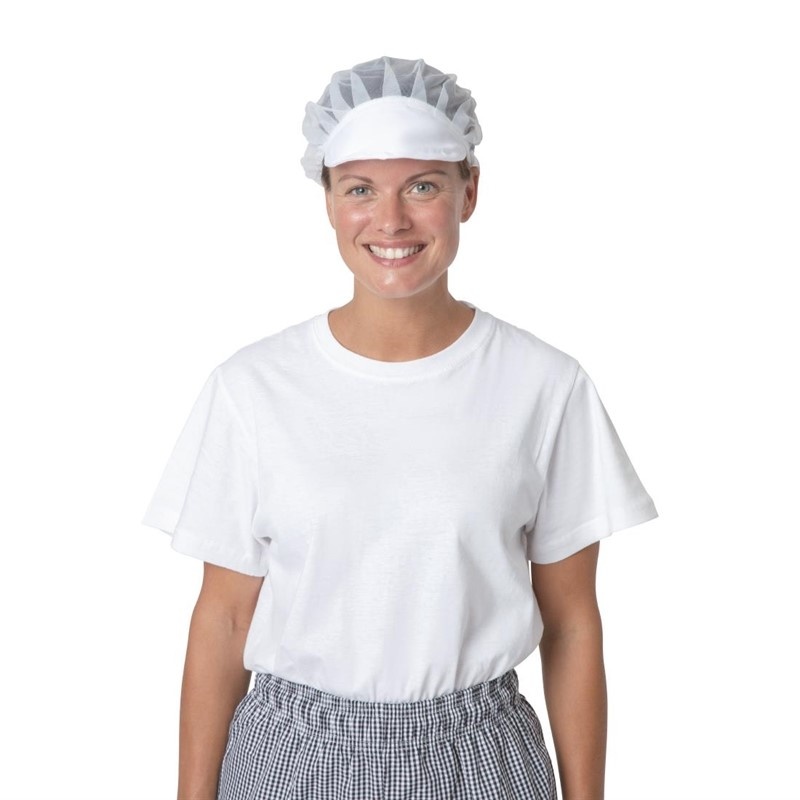 Whites Whites Nylon muts met klep en haarnet | Universele maat