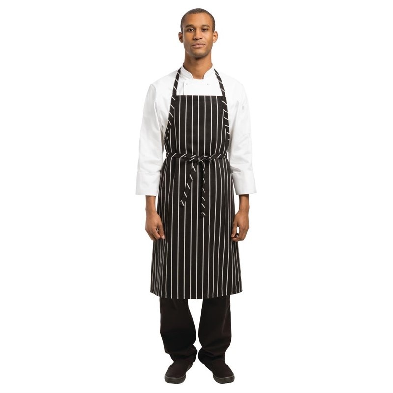Chef Works Chef Works Premium geweven schort zwart-wit gestreept, foto 2 van 3
