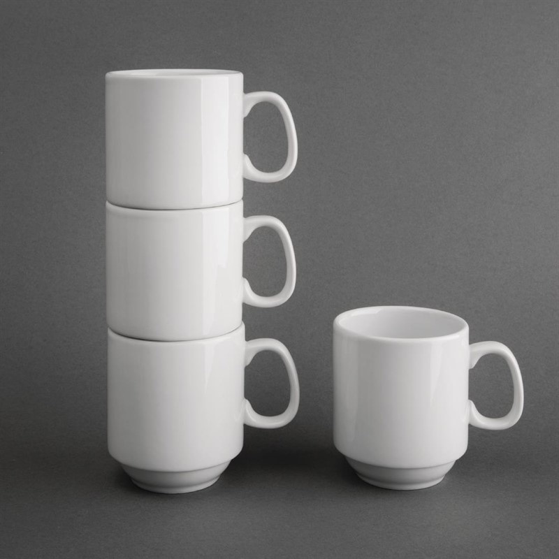 Olympia Whiteware stapelbare koffiemok 28,4cl | 12 stuks, foto 2 van 2