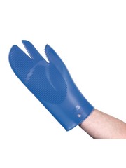 Siliconen ovenhandschoenen, Sopito hittebestendige 230°C siliconen ovenwanten met katoenen voering, lange lengte antislip handschoenen voor de keuken, blauw, 1 paar
