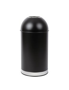 Bolero Zwart stalen afvalbak met open deksel 40 liter | Gegalvaniseerde binnenbak