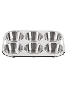 Vogue RVS bakvorm voor 6 muffins | Holtes Ø 7x3 cm. diep