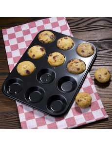 Vogue Bakvorm anti kleef koolstofstaal voor 12 mini-muffins |  Holtes  Ø7x2 diep cm.